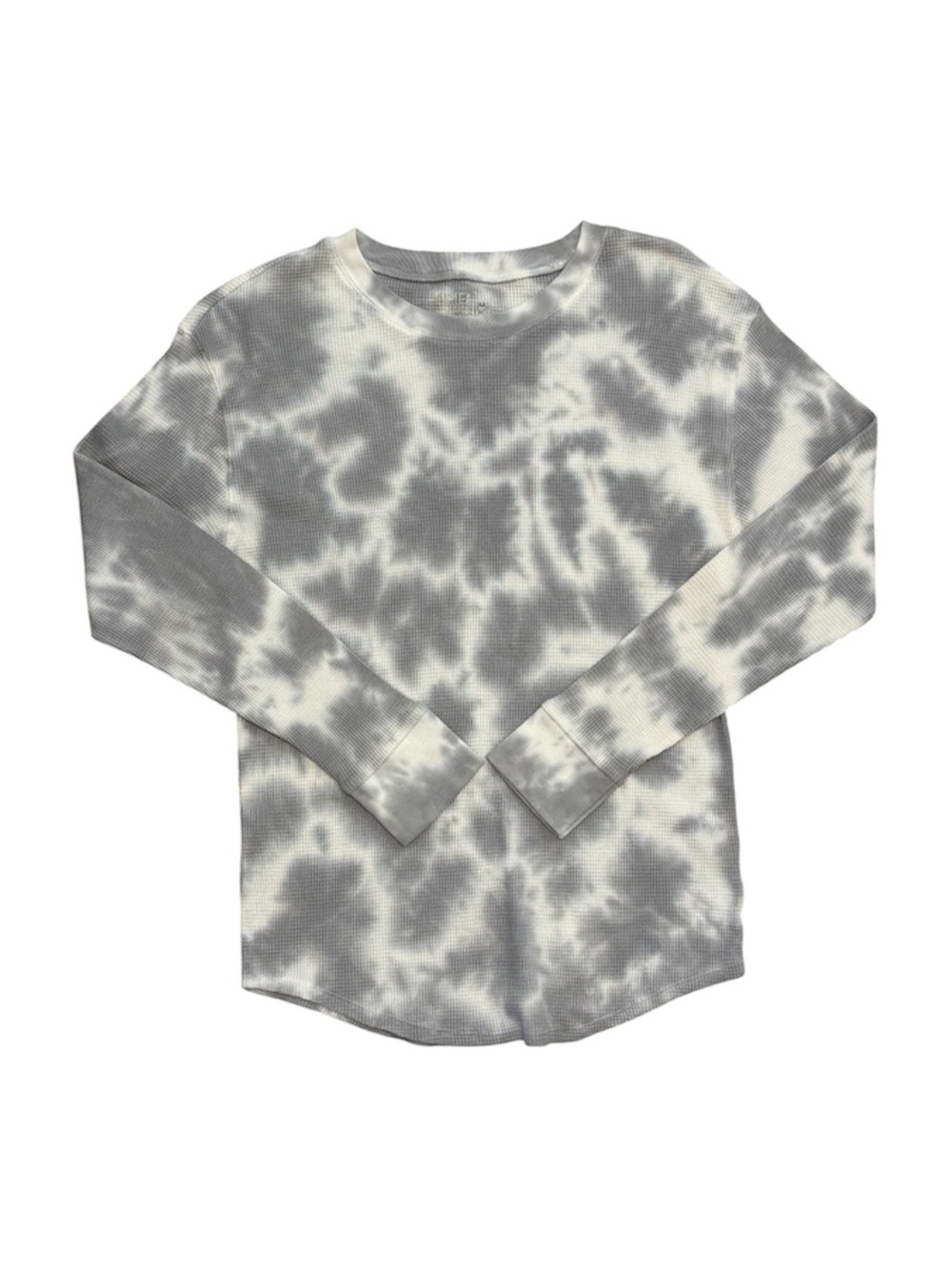 Women’s Tie-Dye Waffle Long-Sleeve Top - Gray & White